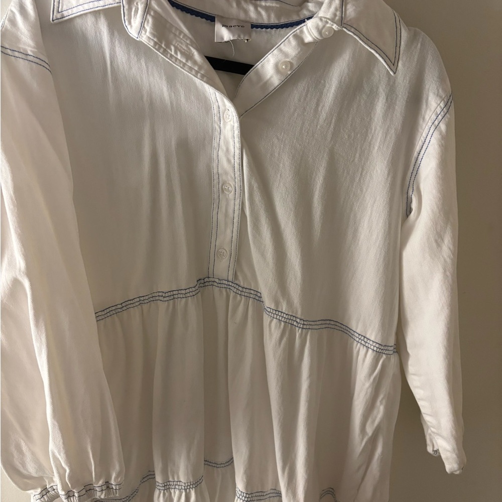 Maeve Blue and White Button front dress